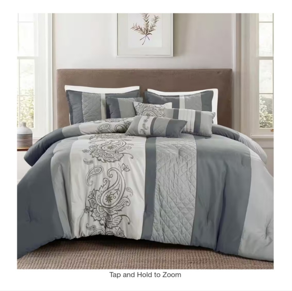 ESCA 7 Piece Bedding Comforter Set Ultra-soft Breathable Polyester King/Cal-King